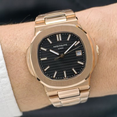 Patek Philippe Nautilus Rose Gold Kasa Siyah Kadran