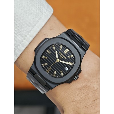 Patek Philippe Nautilus All Black Gold Details (DLC/PVD)