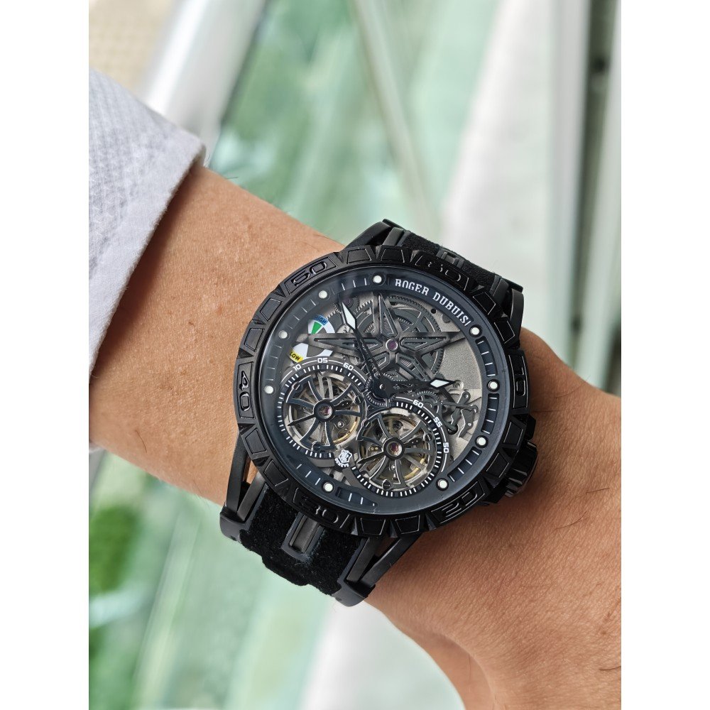 Roger Dubuis Excalibur Spider Pirelli Double Flying Tourbillon PVD Black 48mm