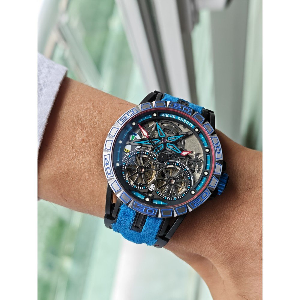 Roger Dubuis Excalibur Spider Pirelli Double Flying Tourbillon Mavi 48mm