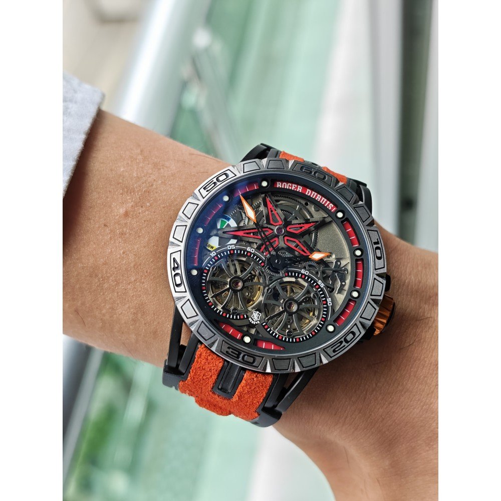 Roger Dubuis Excalibur Spider Pirelli Double Flying Tourbillon Turuncu 48mm