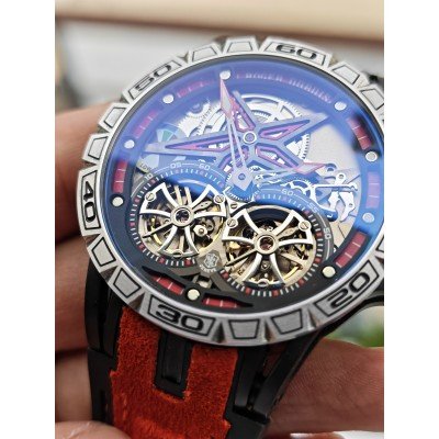 Roger Dubuis Excalibur Spider Pirelli Double Flying Tourbillon Turuncu 48mm