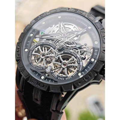 Roger Dubuis Excalibur Spider Pirelli Double Flying Tourbillon PVD Black 48mm