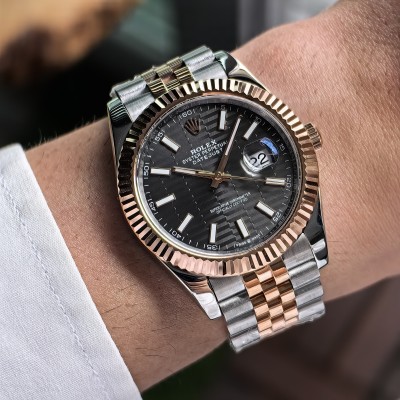 Rolex Datejust Gri Mozaik Kadran Jubilee Kordon Tırtıklı Rose Bezel