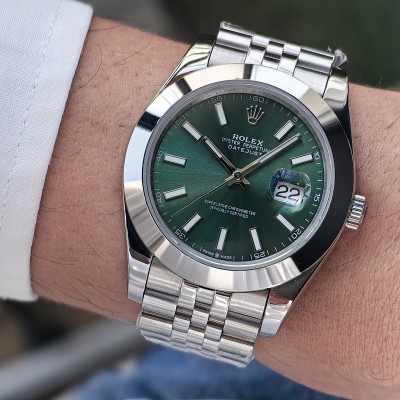 Rolex Datejust Nane Yeşili Kadran Jubilee Kordon Düz Bezel
