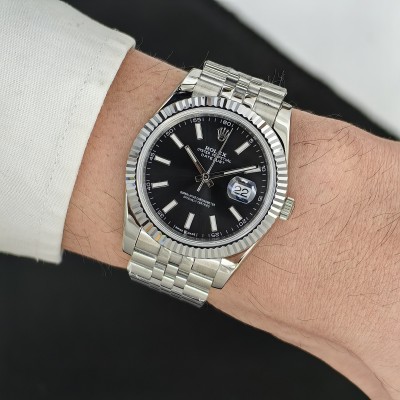 Rolex Datejust Siyah Kadran  Jubilee Kordon Tırtıklı Bezel