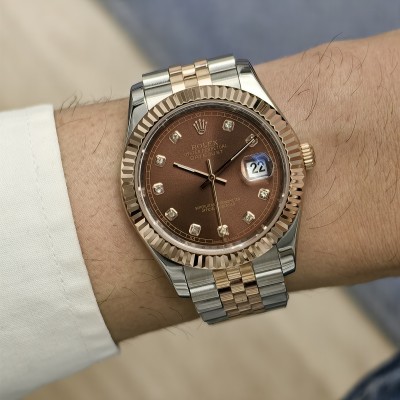 Rolex Datejust  Kahverengi Diamond Kadran Jubilee Kordon Tırtıklı Rose Bezel