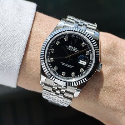 Rolex Datejust Siyah Diamond Kadran  Jubilee Kordon Tırtıklı Bezel