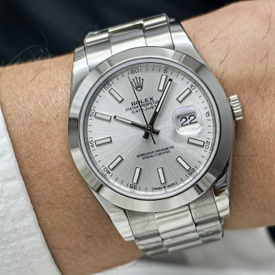 Rolex Datejust Açık Gri Kadran Oyster Kordon Düz Bezel