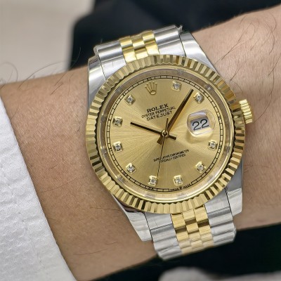 Rolex Datejust Gold Diamond Kadran  Jubilee Kordon Tırtıklı Gold Bezel