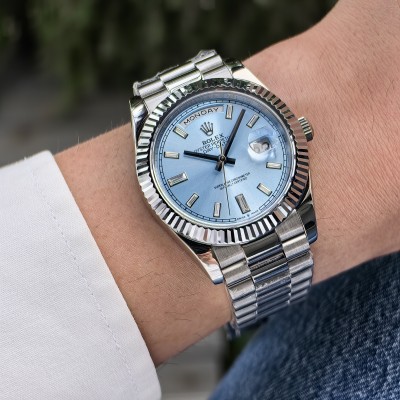 Rolex Day Date Buz Mavisi Baget Kadran President Bileklik 