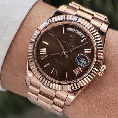Rolex Day Date Rose Gold Roma Rakam Chocolatte Kadran President Bileklik
