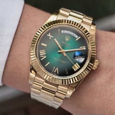 Rolex Day Date Roma Rakam Gold  Yeşil Siyah Kadran  President Bileklik