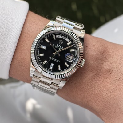 Rolex Day Date Baget Siyah Kadran President Bileklik