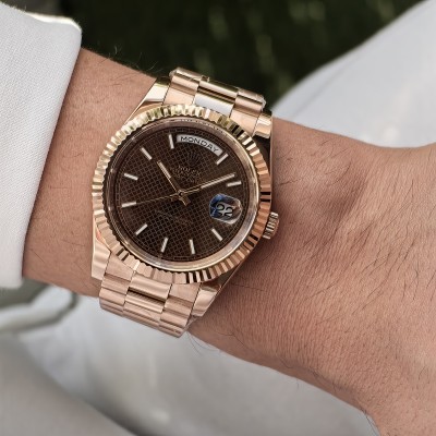 Rolex Day Date Rose Gold Petek Chocolatte Kadran President Bileklik