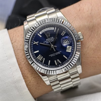 Rolex Day Date Roma Rakam Mavi Kadran President Bileklik