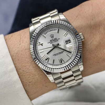 Rolex Day Date Roma Rakam Beyaz Kadran President Bileklik