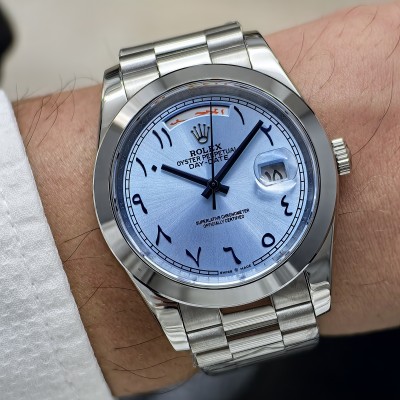Rolex Day Date Buz Mavisi Arabic Kadran President Bileklik