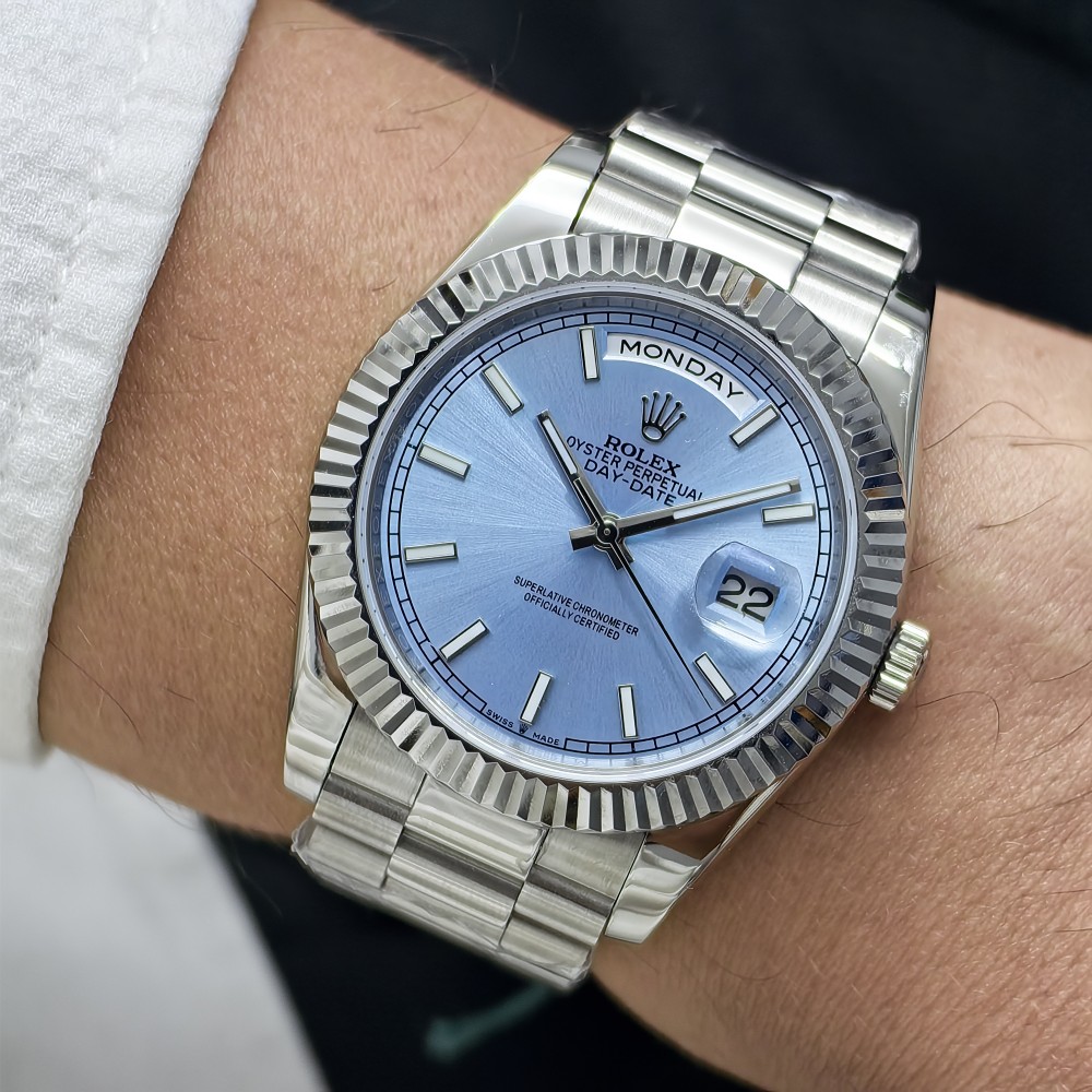 Rolex Day Date Buz Mavisi Kadran President Bileklik Rolex Day Date Buz Mavisi Kadran President Bileklik