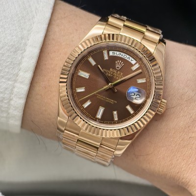 Rolex Day Date Rose Gold Baget Chocolatte Kadran President Bileklik
