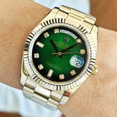 Rolex Day Date Yeşil Ombre Diamond Dial 40mm President Gold