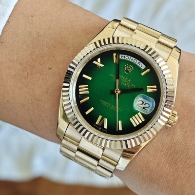 Rolex Day Date Yeşil Ombre Romen Dial 40mm President Gold