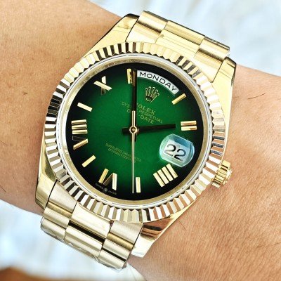 Rolex Day Date Yeşil Ombre Romen Dial 40mm President Gold