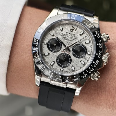 Rolex Daytona Silver Kasa Mozaik Kadran Siyah Seramik Bezel Silikon kordon