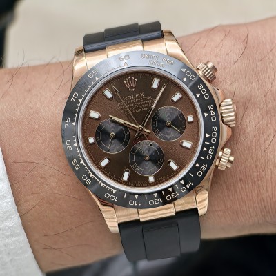 Rolex Daytona Rose Kasa Chocolatte Kadran Seramik Siyah Bezel Silikon kordon