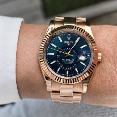 ROLEX SKY DWELLER OYSTER ROSE GOLD BLUE DIAL