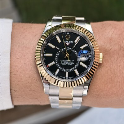 ROLEX SKY DWELLER OYSTER TWO TONE GOLD-BLACK DIAL