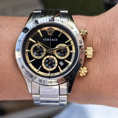 VERSACE SILVER GOLD BLACK DIAL